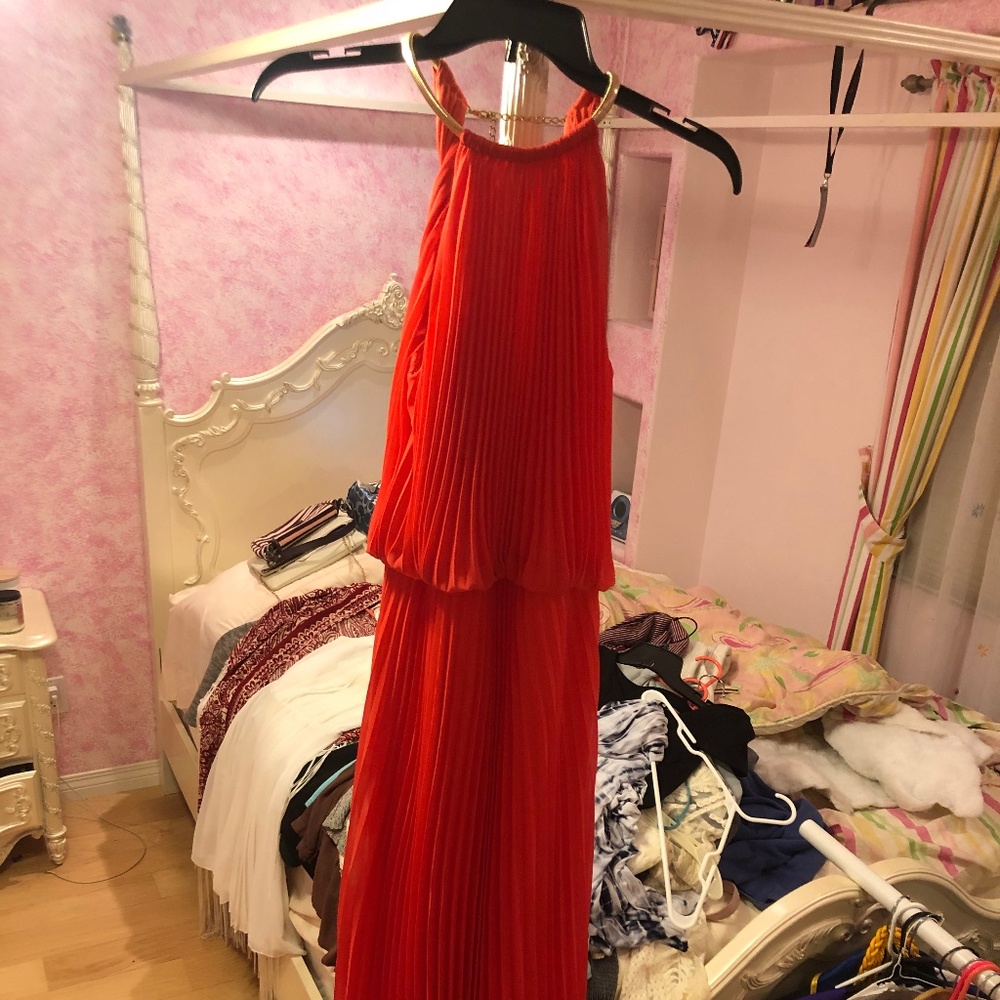 Long Red High Neck Gown (Prom Dress)